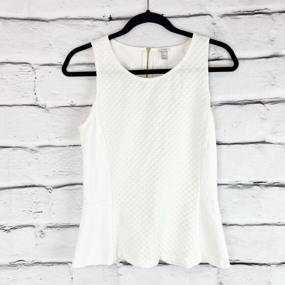 J. Crew Women's Sleeveless Peplum Top White Textured Dot Size S - Picture 2 of 7